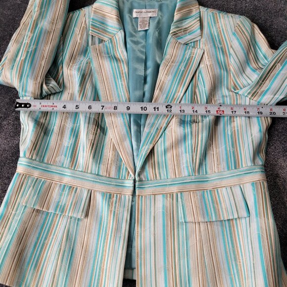 Draper's and Damon's Tiffany Blue & White Blazer, Size 14P - Picture 4 of 11
